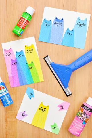 cat squeegee painting and supplies via onelittleproject.com