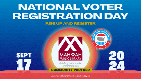 Banner promoting National Voter Registration Day on September 17th at Mahwah Public Library