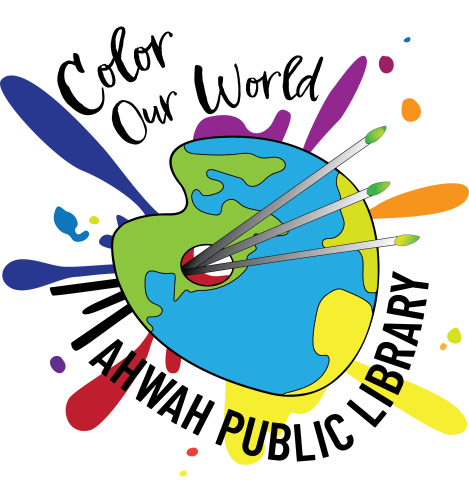 an artist pallet with an image of the world on it, surrounded by multicolored paint splashes and the text color our world