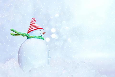 snowman in snowy landscape