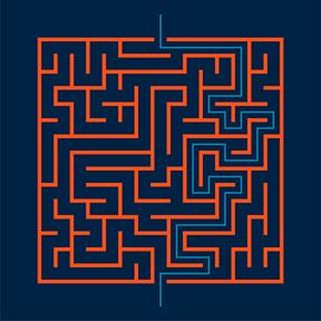 blue and orange maze illustration