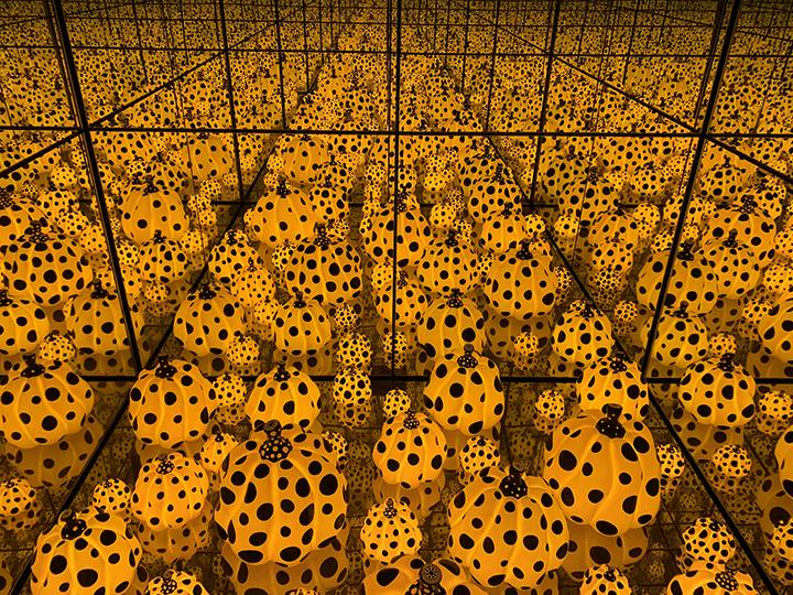 Yayoi Kusama dot painted pumpkins