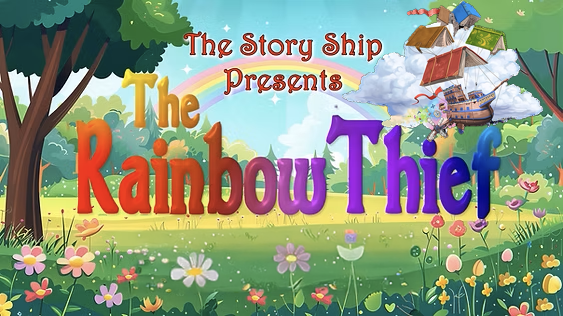Story Ship Rainbow Thief Image of rainbow and fields of flowers