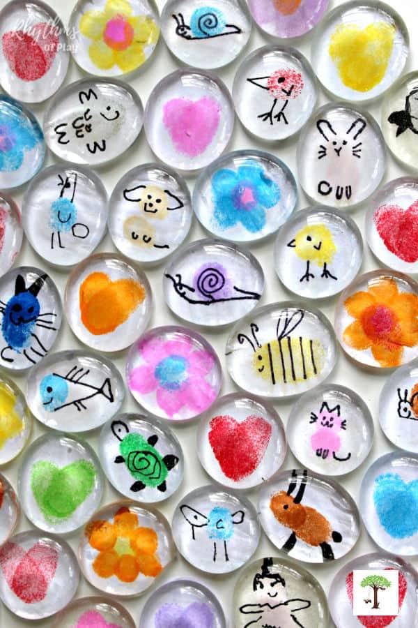 fingerprint art magnets c/o Rhythms of Play