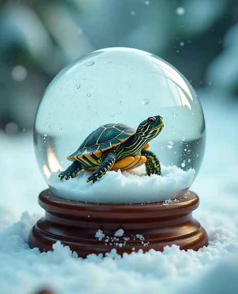turtle in snowglobe